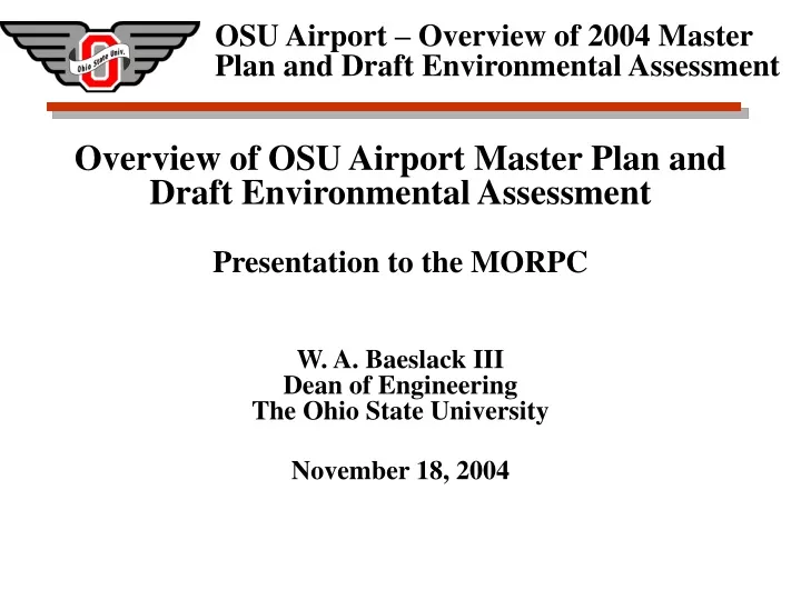overview of osu airport master plan and draft