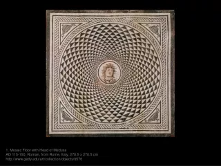 1. Mosaic Floor with Head of Medusa AD 115-150, Roman, from Rome,  Italy, 270.5  x 270.5 cm