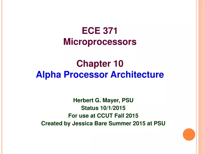 ece 371 microprocessors chapter 10 alpha