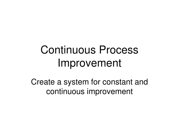 continuous process improvement