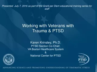 Working with Veterans with Trauma &amp; PTSD
