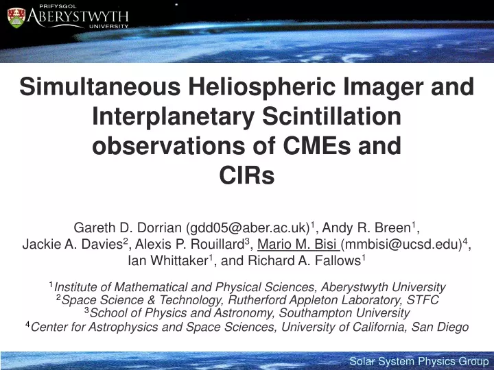 simultaneous heliospheric imager