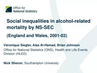 Social inequalities in alcohol-related mortality by NS-SEC (England and Wales, 2001-03)
