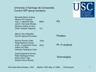 University of Santiago de Compostela Current HEP group members: