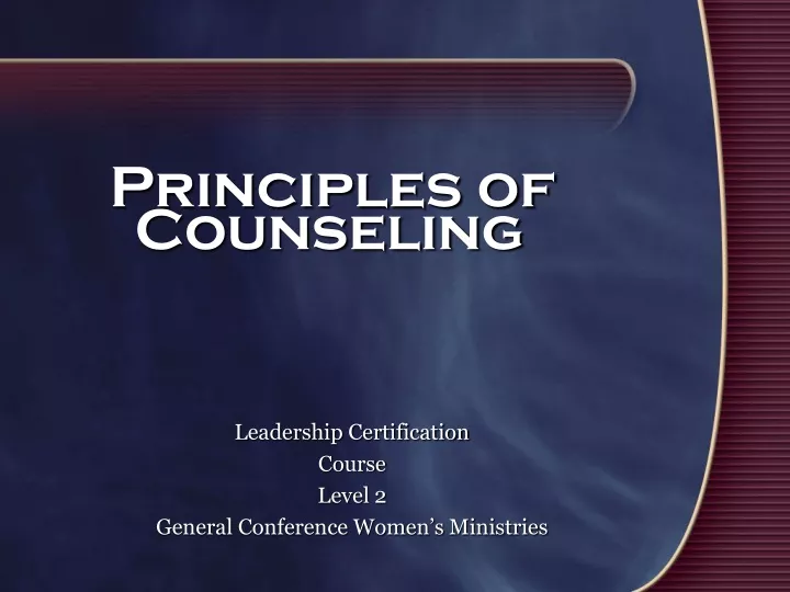 principles of counseling
