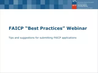 FAICP “Best Practices” Webinar