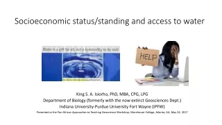 Socioeconomic status/standing and access to water