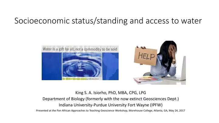 socioeconomic status standing and access to water