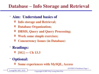 Database – Info Storage and Retrieval