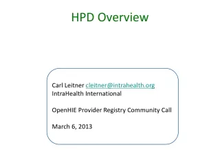 HPD Overview