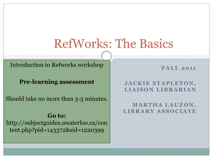 refworks the basics