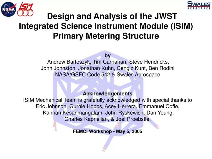 design and analysis of the jwst