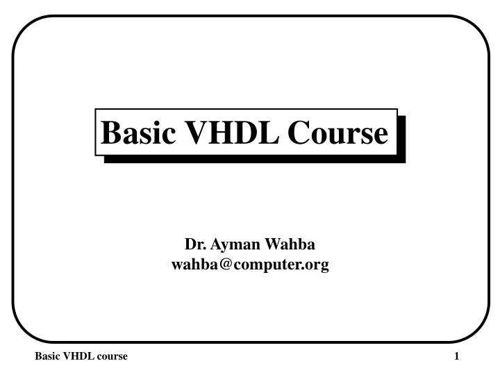 basic vhdl course