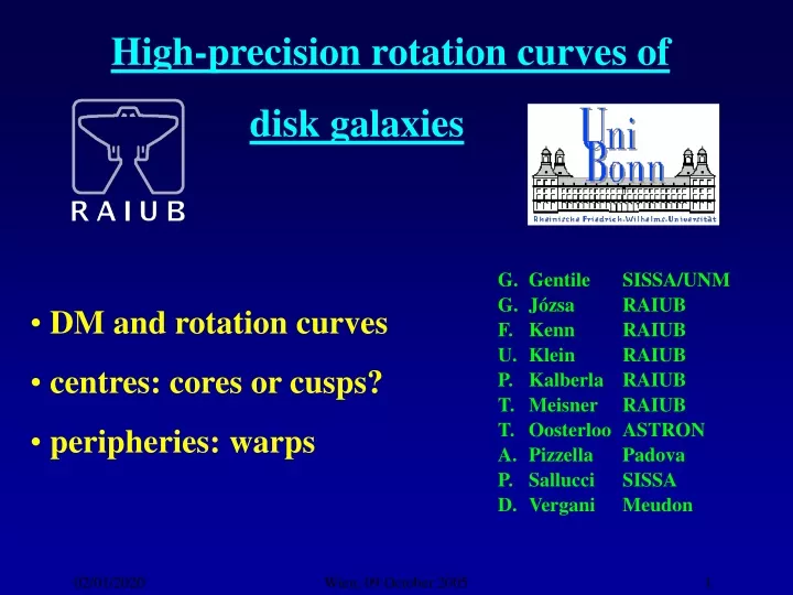 high precision rotation curves of disk galaxies
