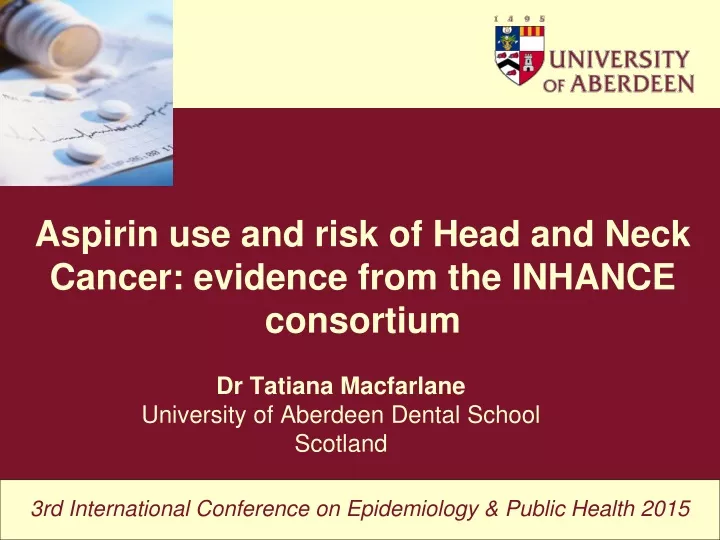 dr tatiana macfarlane university of aberdeen dental school scotland