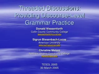 Threaded Discussions: Providing Discourse-Level Grammar Practice