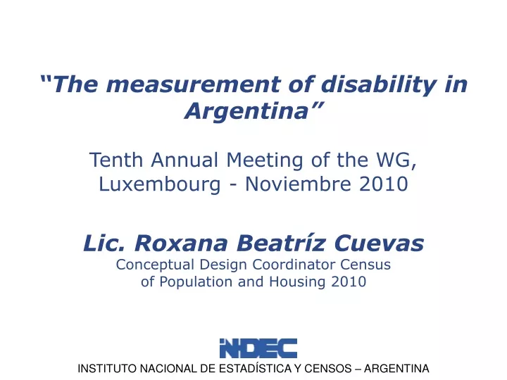 the measurement of disability in argentina tenth
