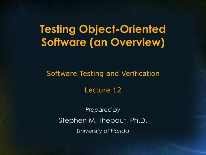 testing object oriented software an overview