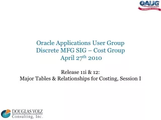 Oracle Applications User Group Discrete MFG SIG – Cost Group  April 27 th  2010