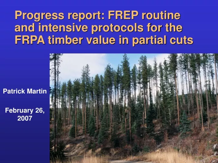 progress report frep routine and intensive