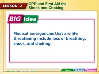 Medical emergencies that are life threatening include loss of breathing, shock, and choking.