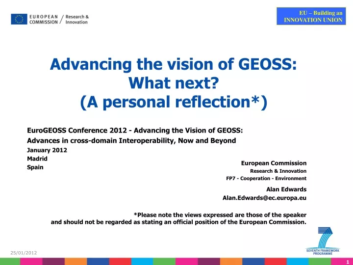 advancing the vision of geoss what next