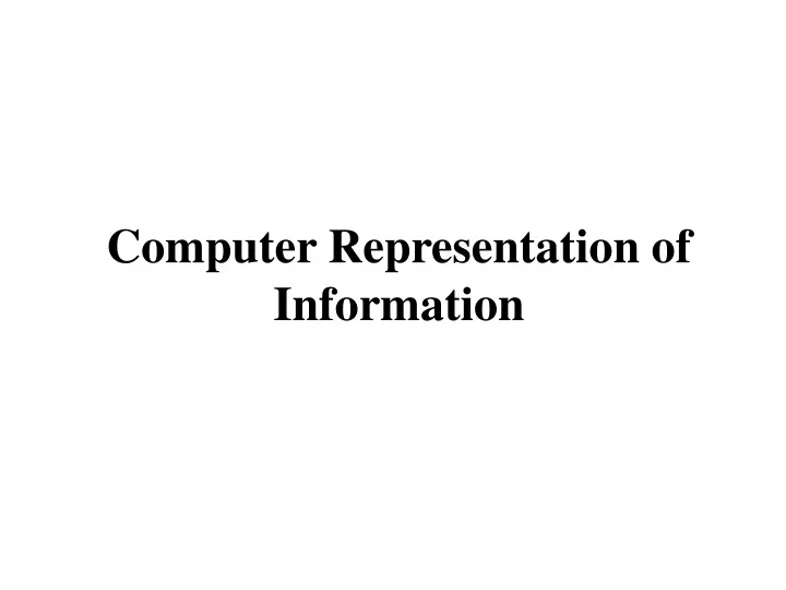 computer representation of information