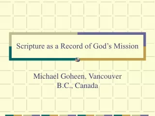 Scripture as a Record of God’s Mission