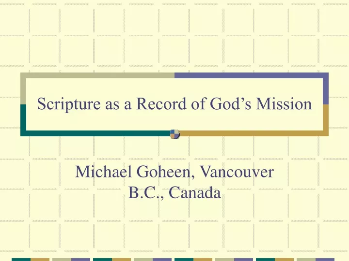 scripture as a record of god s mission