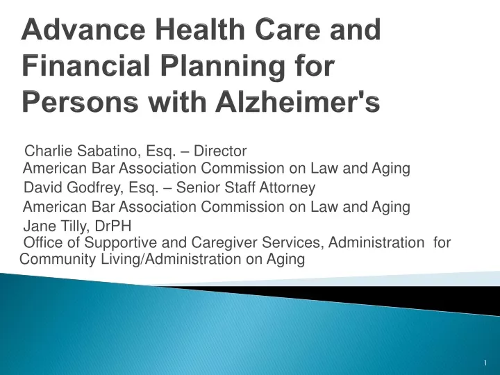 advance health care and financial planning for persons with alzheimer s