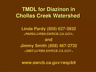 TMDL for Diazinon in  Chollas Creek Watershed