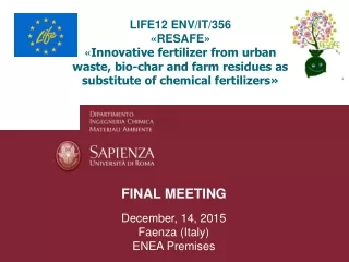 FINAL MEETING December, 14, 2015 Faenza (Italy) ENEA Premises