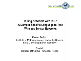 Ruling Networks with RDL: A Domain-Specific Language to Task  Wireless Sensor Networks