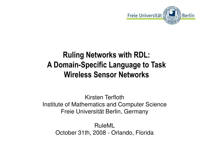 ruling networks with rdl a domain specific language to task wireless sensor networks