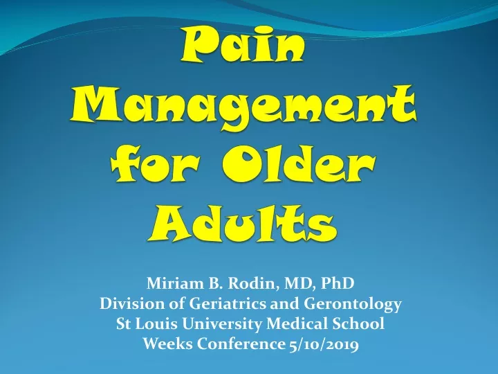 pain management for older adults