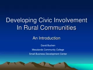 Developing Civic Involvement In Rural Communities