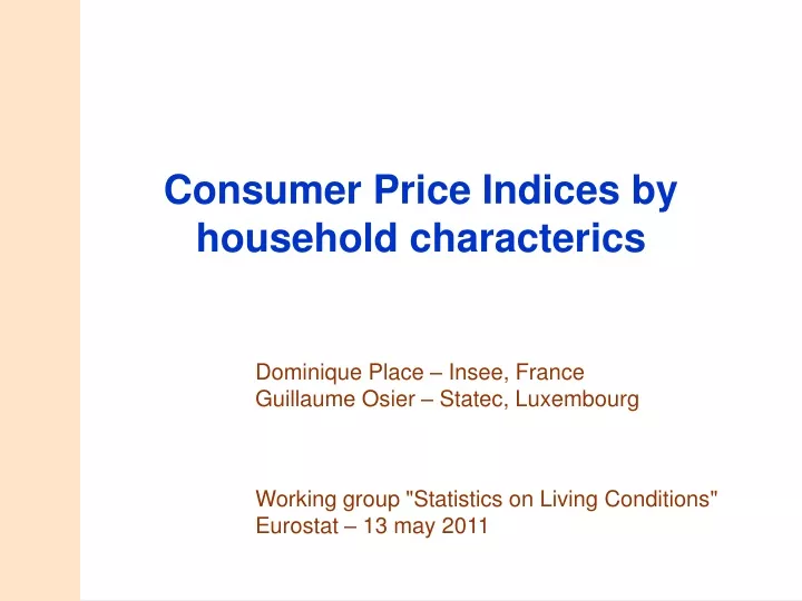 consumer price indices by household characterics