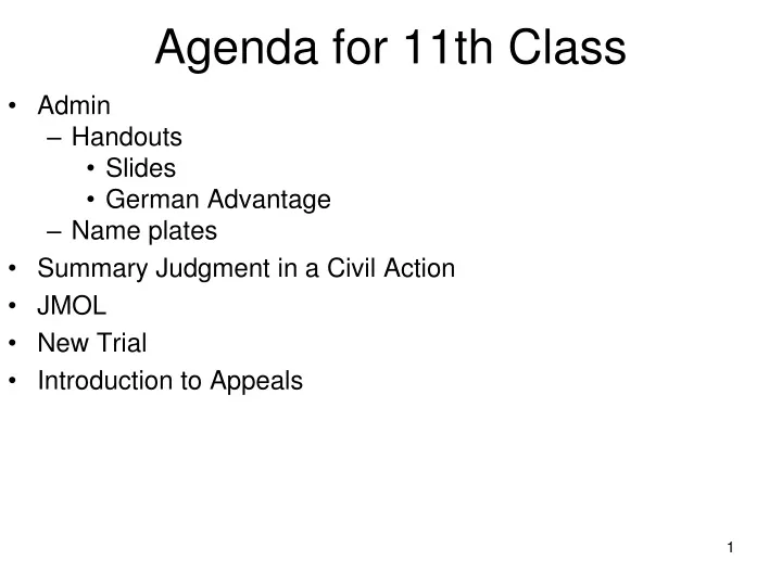 agenda for 11th class