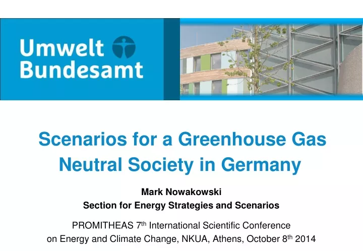 scenarios for a greenhouse gas neutral society