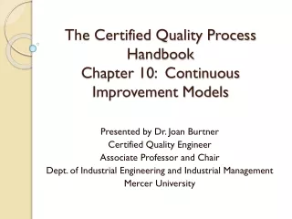 The Certified Quality Process Handbook Chapter 10:  Continuous Improvement Models