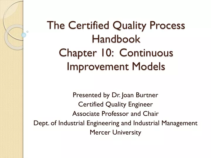 the certified quality process handbook chapter 10 continuous improvement models