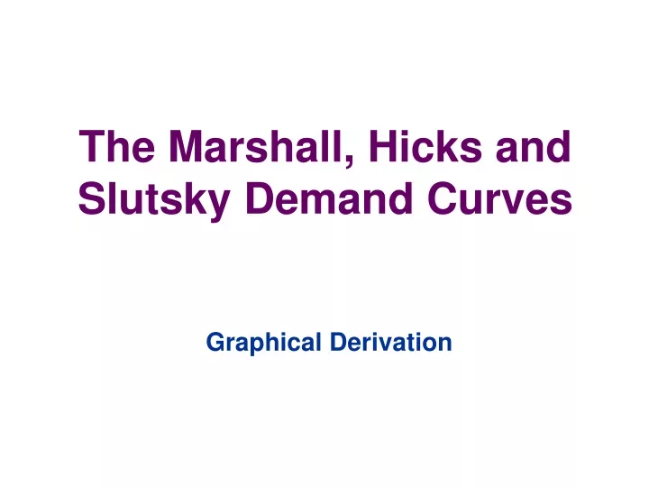 the marshall hicks and slutsky demand curves