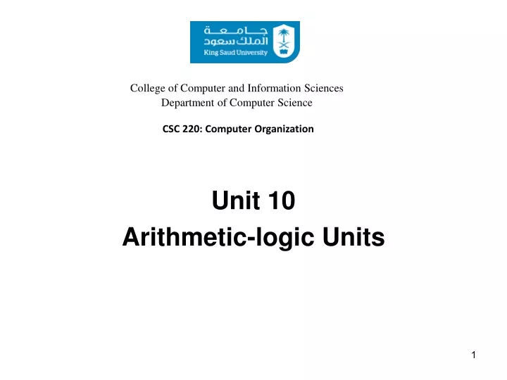 unit 10 arithmetic logic units