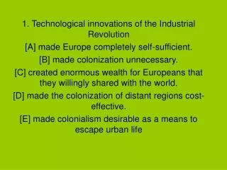 1. Technological innovations of the Industrial Revolution