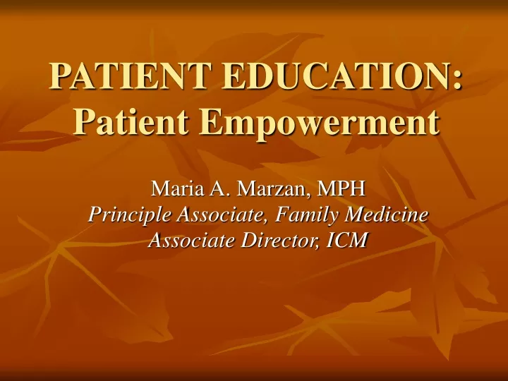 patient education patient empowerment