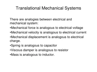 Translational Mechanical Systems