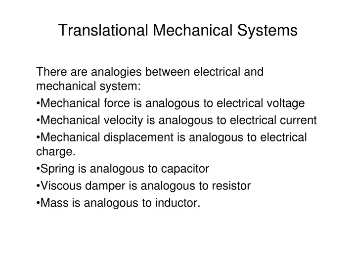 translational mechanical systems