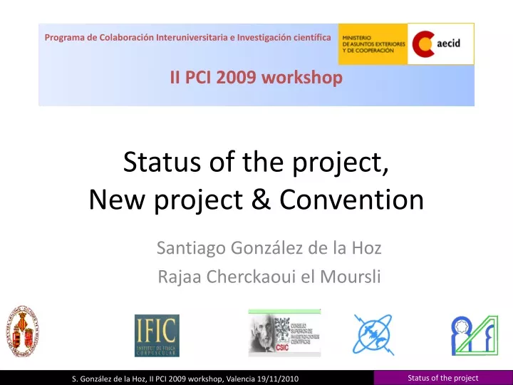 status of the project new project convention