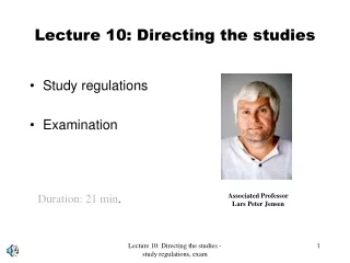 Lecture 10: Directing the studies