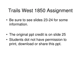 Trails West 1850 Assignment